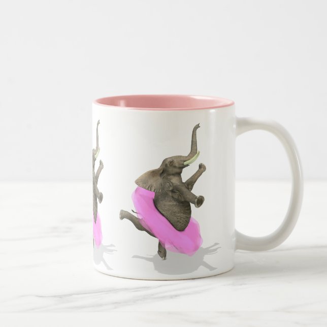 Ballet Elephant En Pointe Two-Tone Coffee Mug (Right)