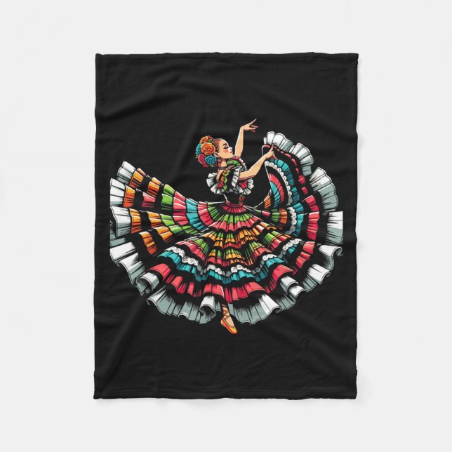 Ballet Folklorico Dancer Mexico Traditional Fleece Blanket (Front)