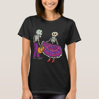 Ballet Folklorico Skeleton Sugar Skull Dia De Los  T-Shirt