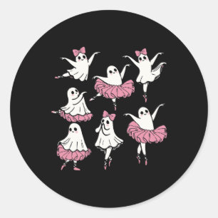 Ballet Ghost Dancer Cute Boo Dancing Halloween Classic Round Sticker