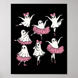 Ballet Ghost Dancer Cute Boo Dancing Halloween Poster