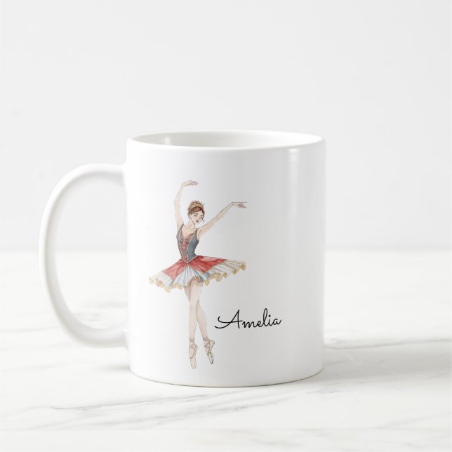 Ballet Girl Personalised  Coffee Mug (Left)