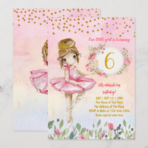 Ballet Girl Pink Birthday Party Invitation