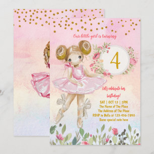 Ballet Girl Pink Birthday Party Invitation