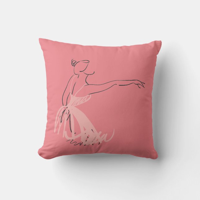 Ballet girl pink dancer cushion (Front)