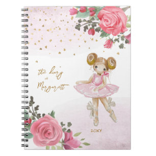 Ballet Girl Pink Floral Her Lovely Daily Diary Notebook