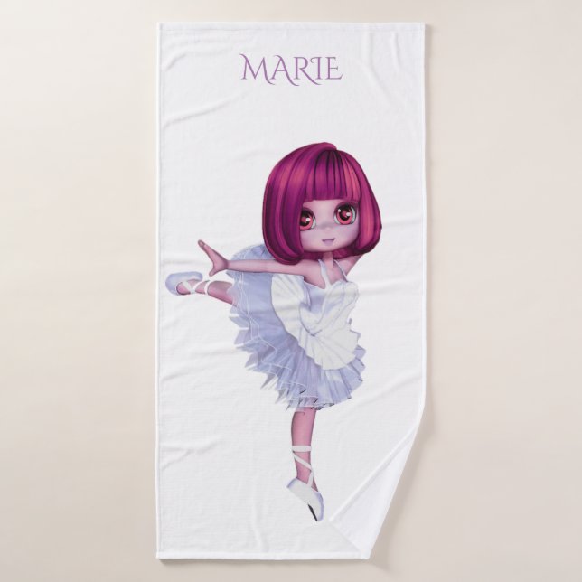 Ballet girls bath towel, personalised name. towel (Bath Towel)