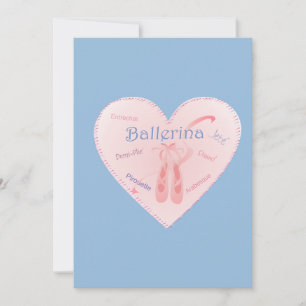Ballet Heart with pointe shoes and terms Invitation