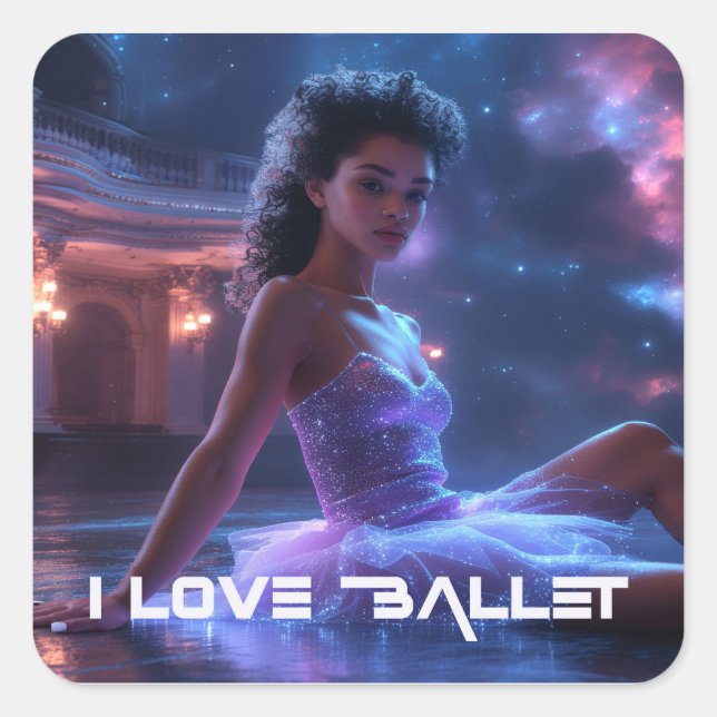 BALLET - I LOVE BALLET SQUARE STICKER (Front)