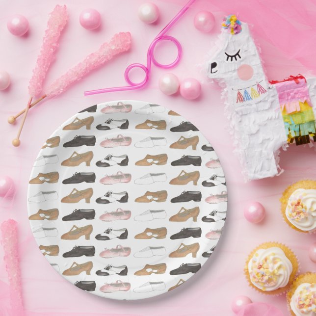Ballet Jazz Tap Lyrical Acro Character Dance Shoes Paper Plate (Party)