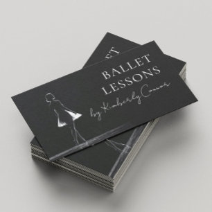Ballet Lessons Ballerina Performance Solid Black Business Card