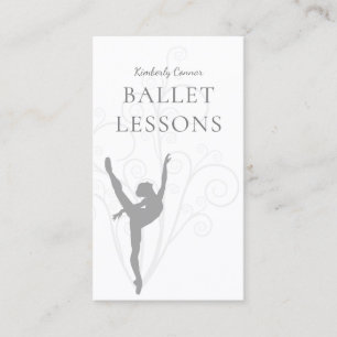 Ballet Lessons Grey Ballerina Business Card