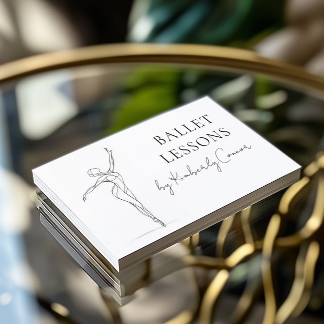Ballet Lessons One Line Stroke Ballerina Drawing Business Card (Perfect for business)