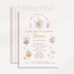 Ballet Mice Birthday Invitation for Girls