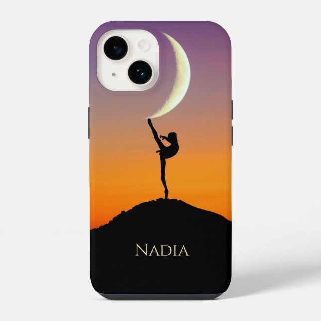 Ballet Moon Dance Personalised Name iPhone Case (Back)