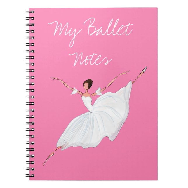 BALLET NOTEBOOK, BEAUTIFUL PINK DANCERS NOTEBOOK (Front)