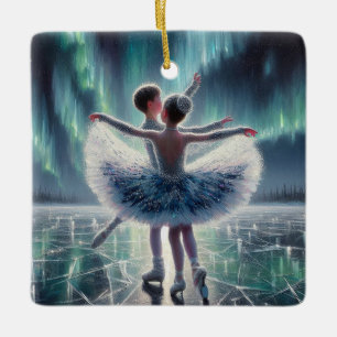 Ballet on Ice Ceramic Ornament
