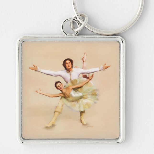 Ballet Pas de Deux Couple in Romantic Pose Key Ring (Front)
