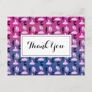 Ballet Pattern on Pink and Blue Gradient Postcard