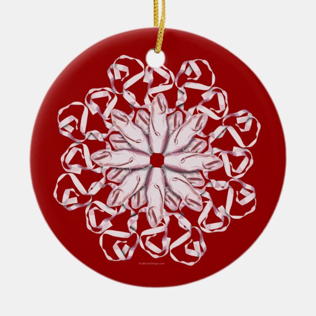 Ballet Pattern (pink) Ceramic Tree Decoration (Front)