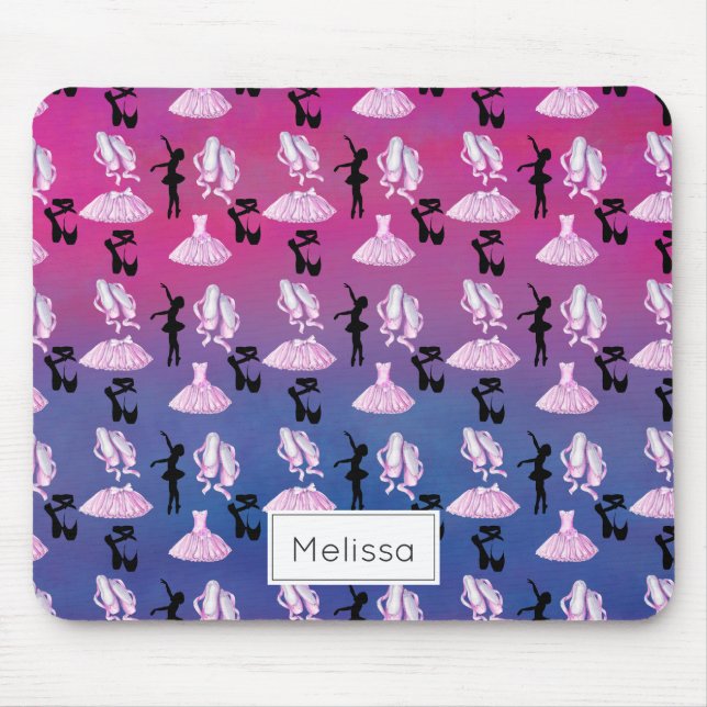 Ballet Pattern with Dance Attire and Ballerina Mouse Mat (Front)