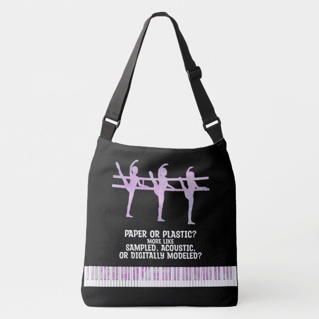 Ballet Pianist Irid. Purple Paper... Pers. Lg. Crossbody Bag (Front)