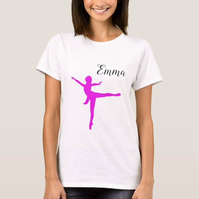Ballet Pink Add Name Personalized Girl  T-Shirt (Front)
