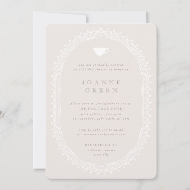 Ballet Pink Afternoon Tea Bridal/Wedding Shower Invitation (Front)