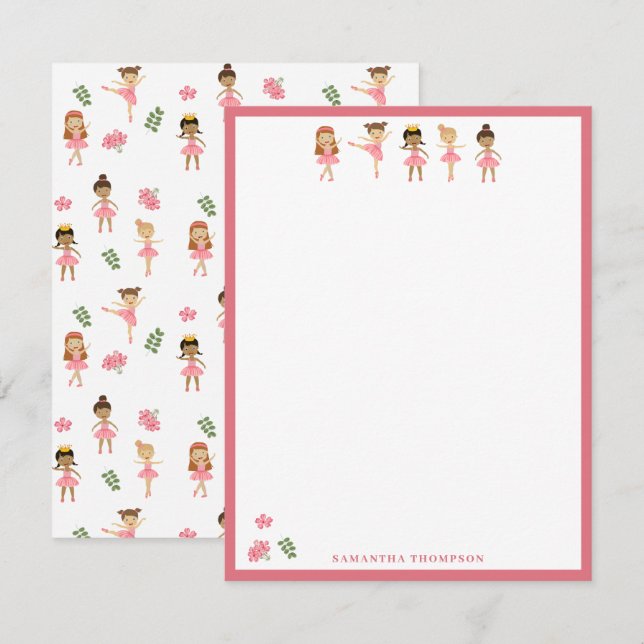 Ballet Pink Ballerinas Dancing Pattern Card (Front/Back)