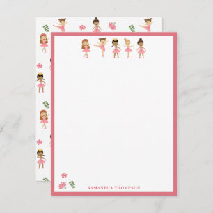 Ballet Pink Ballerinas Dancing Pattern Card