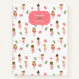 Ballet Pink Ballerinas Dancing Pattern Girl Notebook