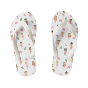 Ballet Pink Ballerinas Dancing Pattern Kid's Flip Flops