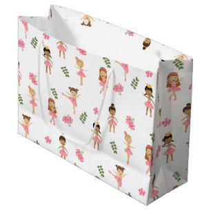 Ballet Pink Ballerinas Dancing Pattern Large Gift Bag