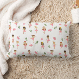 Ballet Pink Ballerinas Dancing Pattern Lumbar Cushion