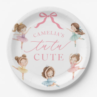 Ballet Pink Girls Bow Tutu Ballerina 1st Birthday Paper Plate
