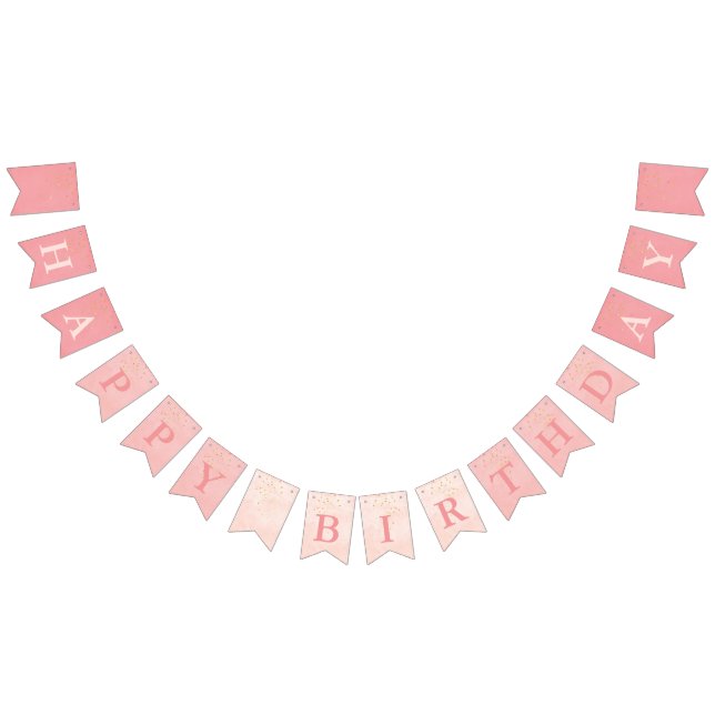 Ballet Pink with Gold Stars Happy Birthday Bunting (All)