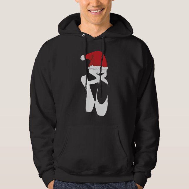 Ballet Pointe Shoe Christmas Santa Hat Hoodie (Front)