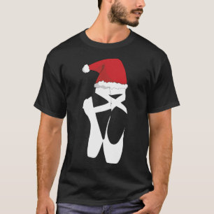 Ballet Pointe Shoe Christmas Santa Hat T-Shirt