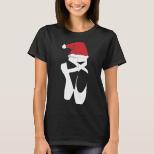 Ballet Pointe Shoe Christmas Santa Hat T-Shirt