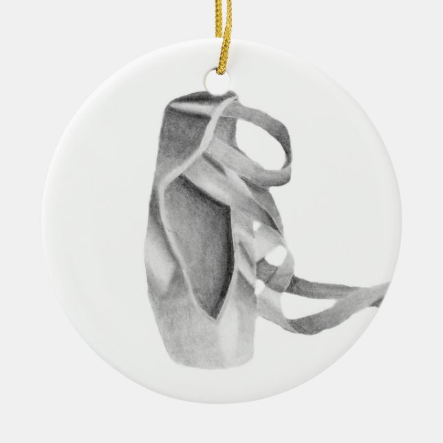 Ballet Pointe Shoe Graphic Ceramic Tree Decoration (Front)