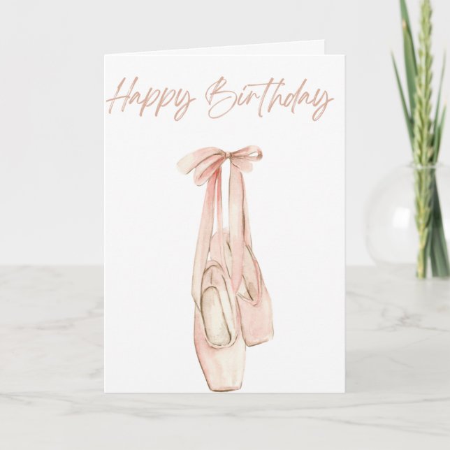 Ballet Pointe Shoes Birthday Card (Front)