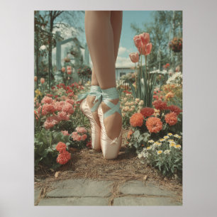 Ballet Pointe Shoes in Blooming Garden Poster
