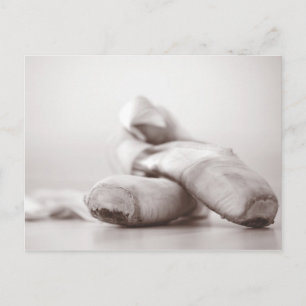 Ballet Pointe Shoes on Dance Floor Template Postcard