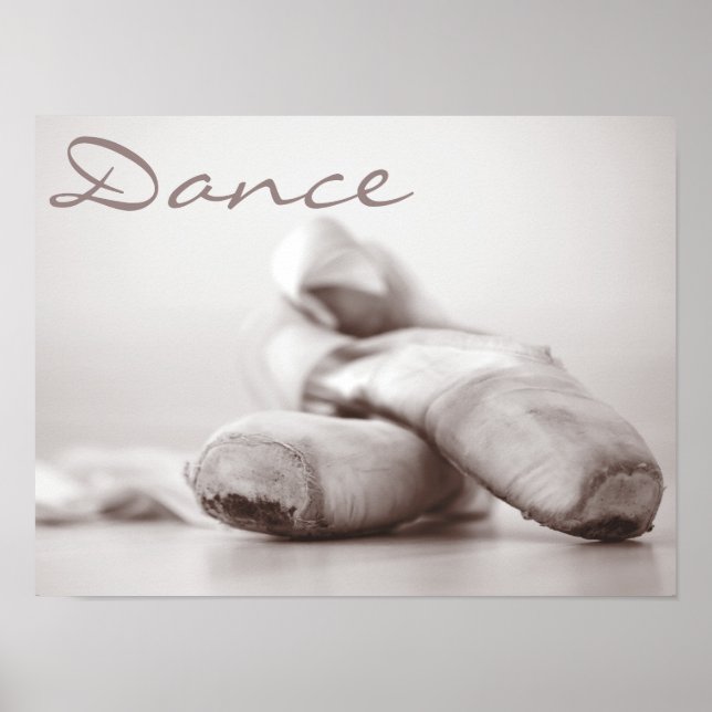 Ballet Pointe Shoes on Dance Floor Template Poster (Front)