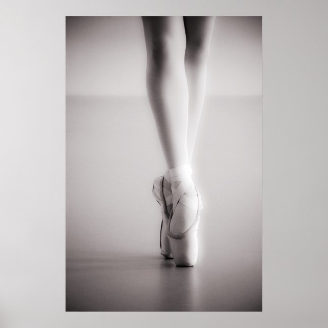 Ballet Pointe Shoes Sepia Dancing Slippers Poster (Front)