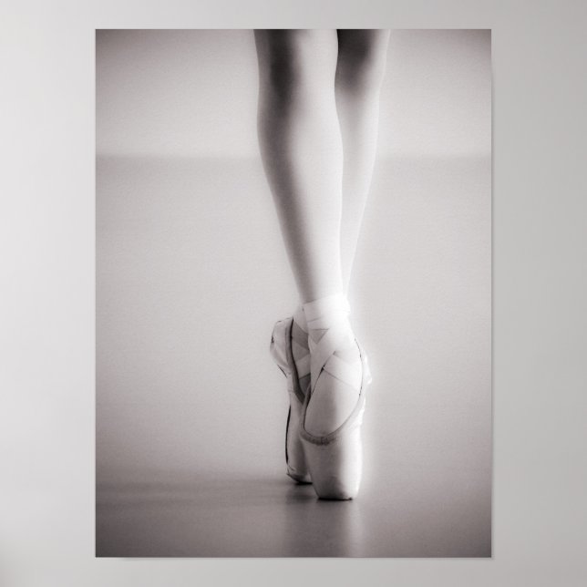 Ballet Pointe Shoes Sepia Dancing Slippers Poster (Front)