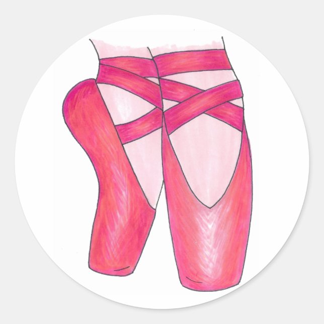Ballet Pointe Toe Shoes Ballerina Dance Teacher Classic Round Sticker (Front)