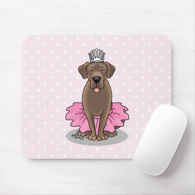 Ballet Princess Chocolate Lab Labrador Retriever Mouse Mat (With Mouse)