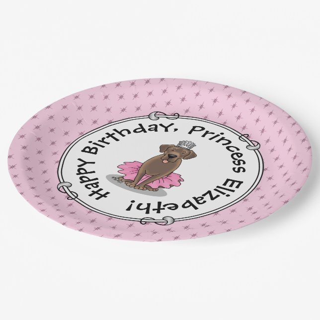Ballet Princess Chocolate Lab Labrador Retriever Paper Plate (Angled)