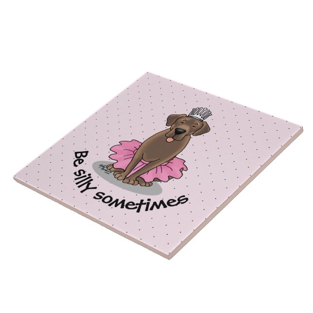 Ballet Princess Chocolate Lab Labrador Retriever Tile (Side)